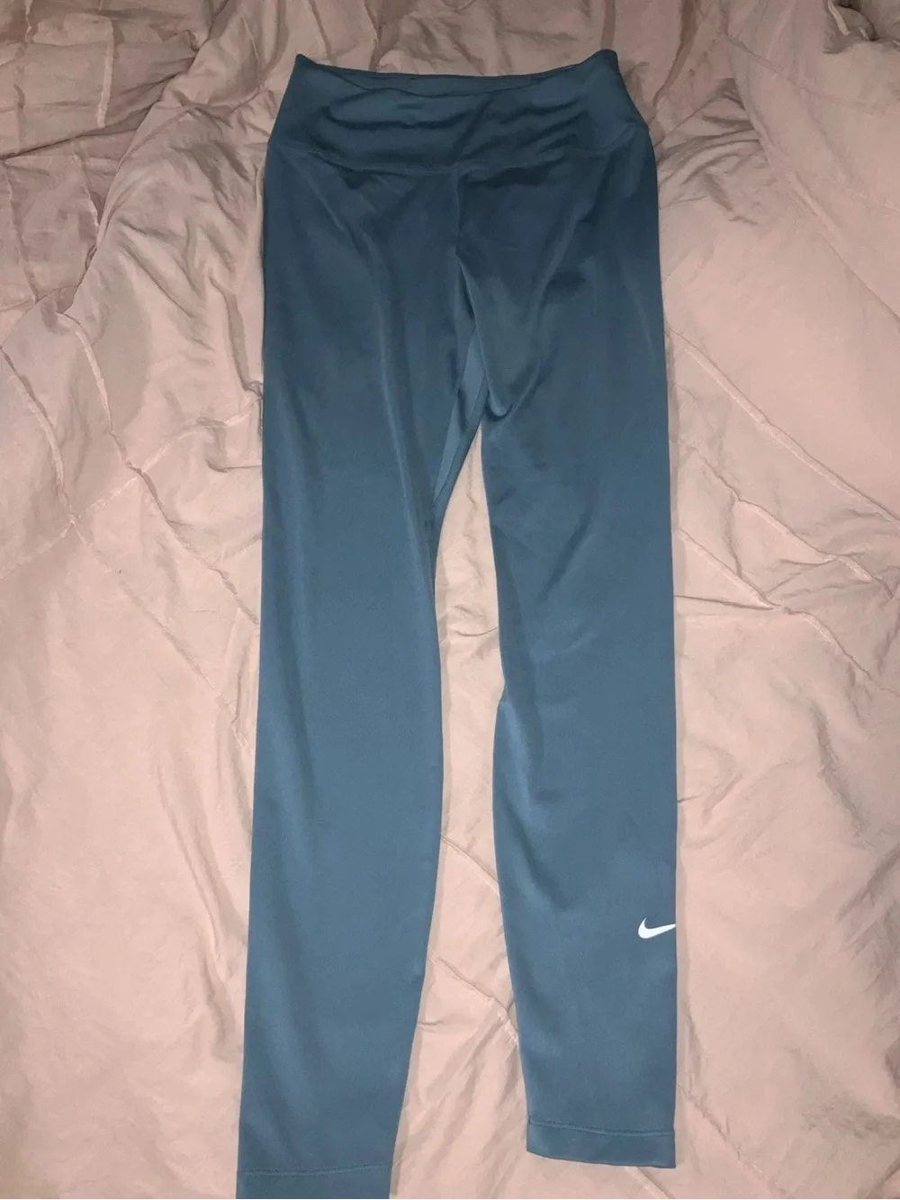 Nike Teal Full-Length Leggings with White Swoosh Accent